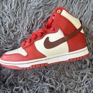 Nike Red and White High-Top Sneakers